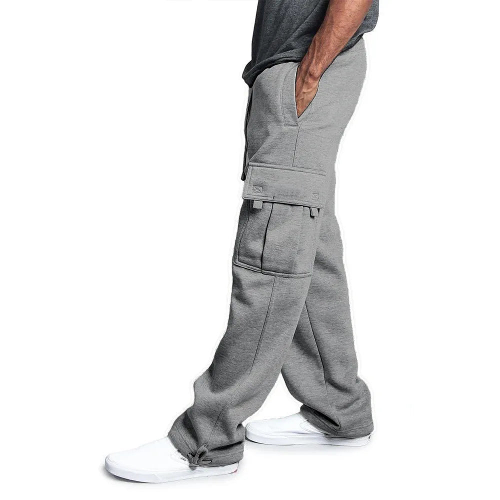 Spring and Autumn New Men's Sports Leisure Trousers Multi-pocket Loose Solid Color Cargo Work Pants Streetwear Men Pants