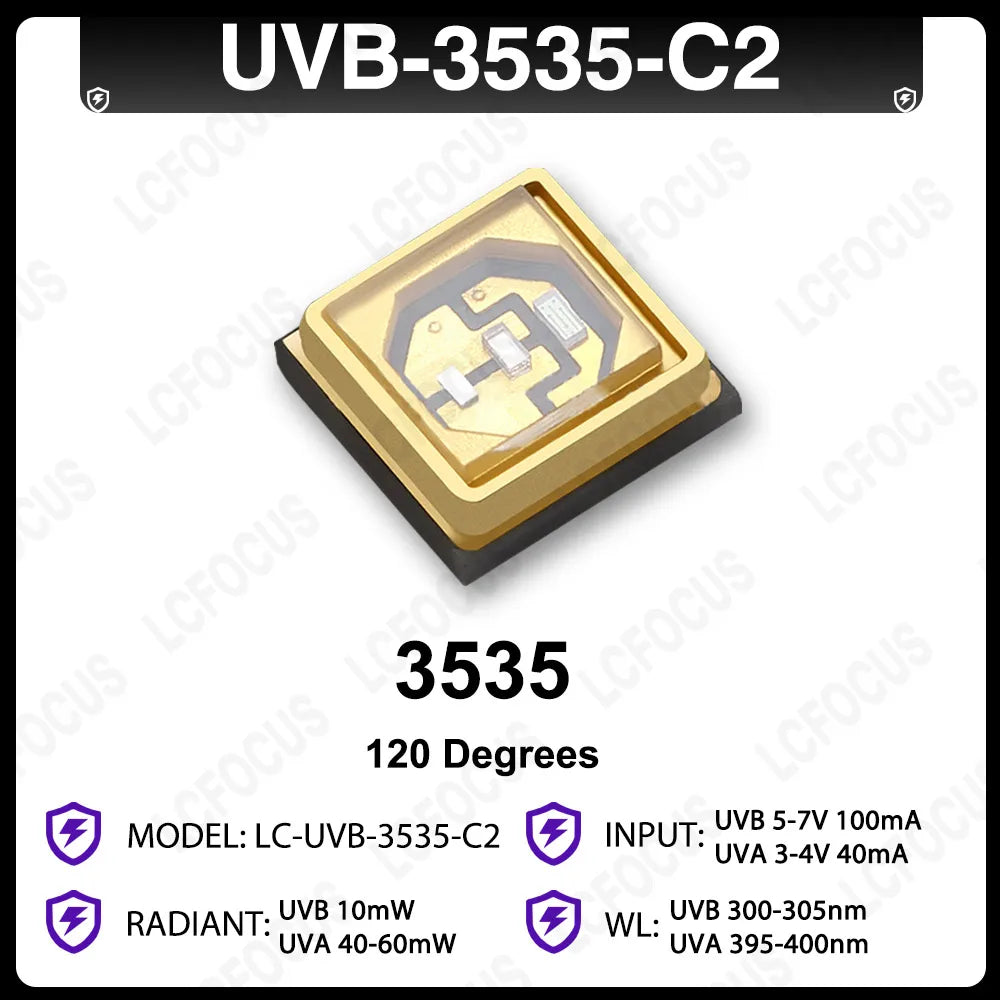 Deep UV LED Ultraviolet Lamps UVC 280nm UVB 300nm UVA 395nm Ultra Violet Chip Diodes 3535 SMD For Water Air Virus Sterilization