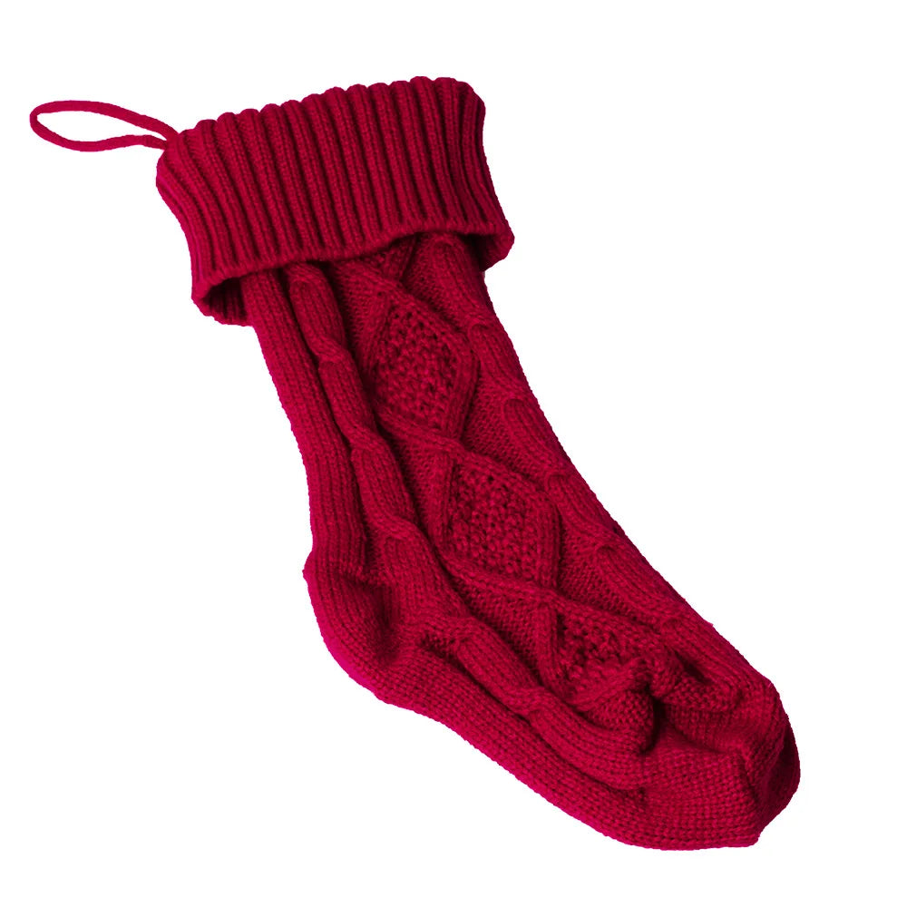 Large Christmas decorations Christmas stocking gift bag Knitted Christmas pendant Cross border woolen Christmas stocking