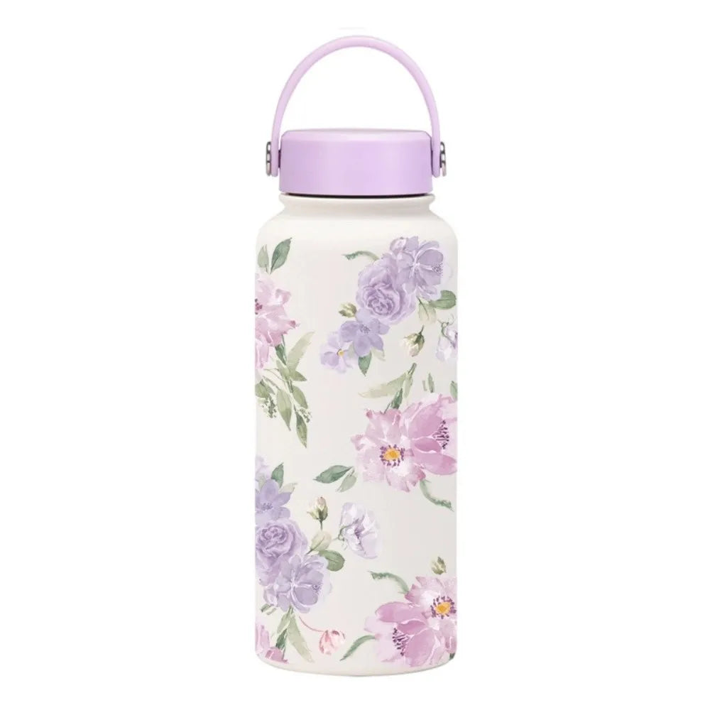 Gift INS Insulated Water Bottle Portable 1L Outdoor Insulated Mug Stainless Steel Leak-proof Thermal Water Bottle Office
