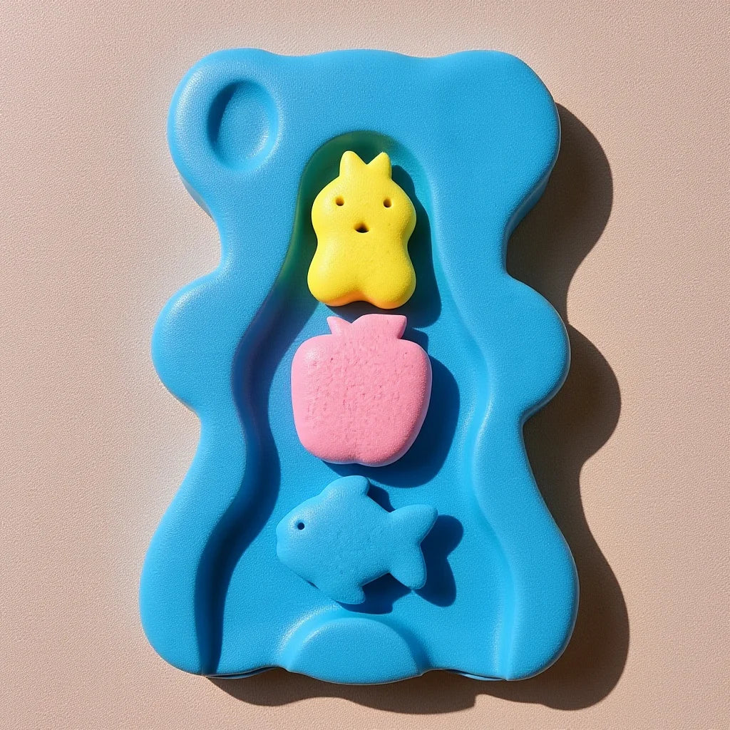 Baby Sponge Infant Bath Mat Drying Support Cushion Skid Proof Comfy Lightweight Bear Shape Design For Newborn
