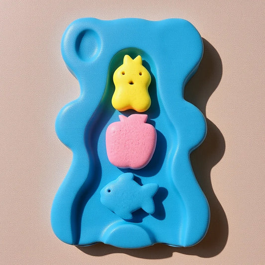 Baby Sponge Infant Bath Mat Drying Support Cushion Skid Proof Comfy Lightweight Bear Shape Design For Newborn