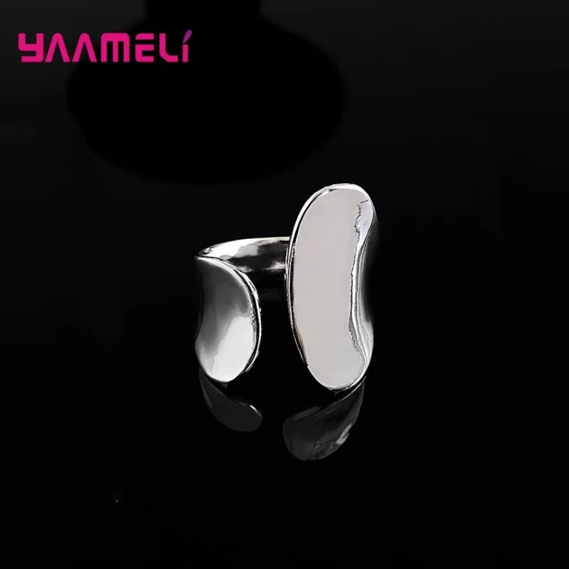 925 Sterling Silver Smooth  Wide Band Ring Personality Punk Creative Adjustable Minimalism Jewelry for Woman Dropshipping