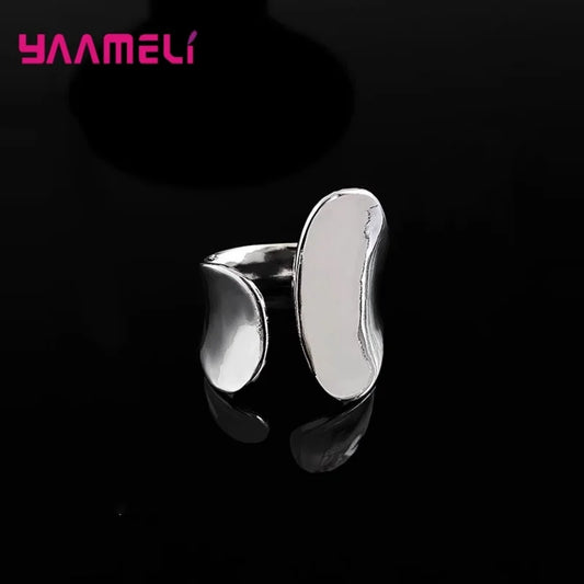 925 Sterling Silver Smooth  Wide Band Ring Personality Punk Creative Adjustable Minimalism Jewelry for Woman Dropshipping