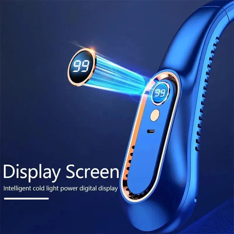 Hanging Neck Fan Digital Display Power Ventilador Bladeless Neckband Fan Portable Mini Air Cooler USB Rechargeable Electric Fans