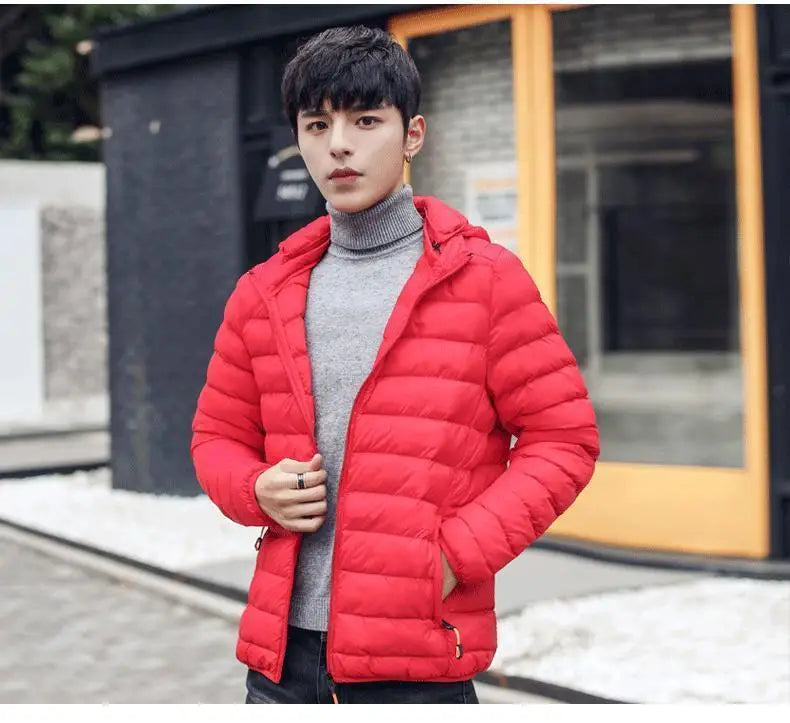Men's Lightweight down Cotton Jaet ort Sle Casual Hooded Coat Haome Cotton Outerwear Winter New Arrival