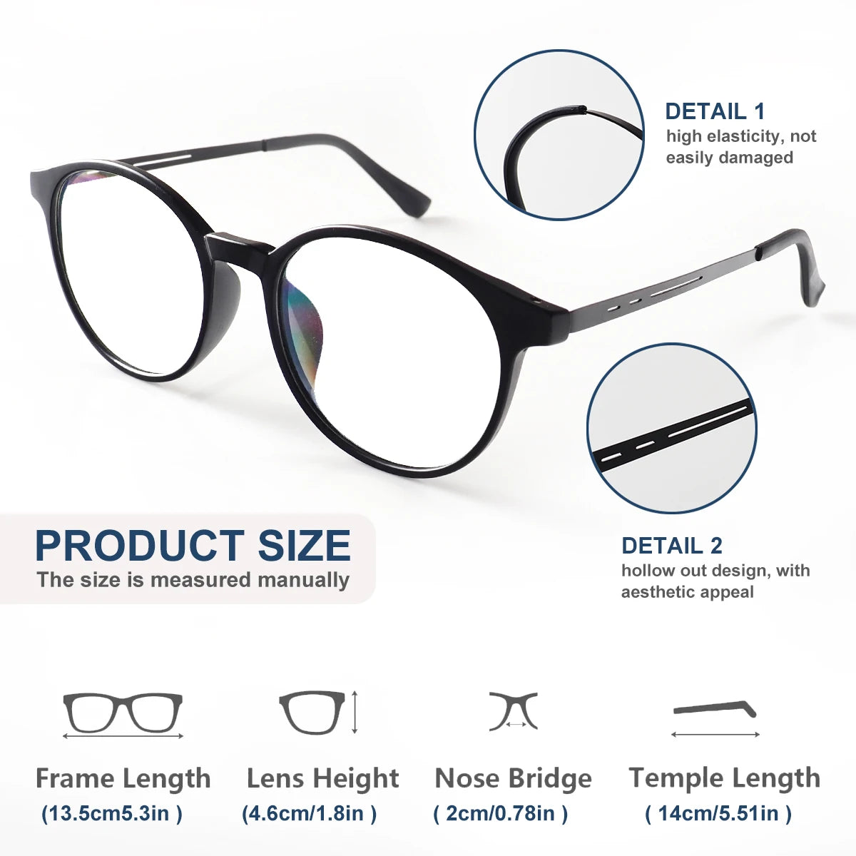 Progressive Multifocal Reading Glasses, Photochromic, Clear Vision, Round Frame, Lightweight to Wear, Stylish Appearance Suitable for Both Men and Women