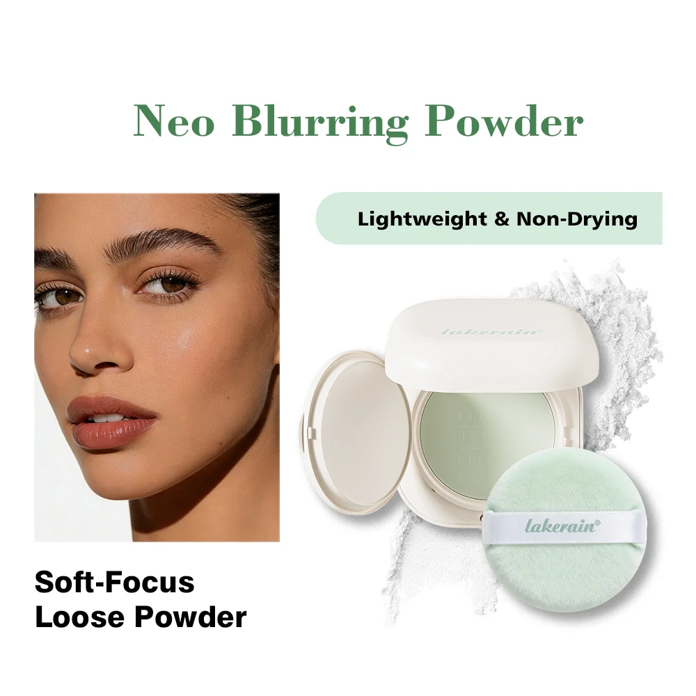 Lakerain Blurring Oil Control Powder Smooth Matte Finish Sweat Humidity Resistant Leak-Proof Design Blurring Hydrating Powder
