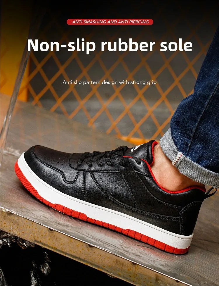 Steel Toe Man Work Boots Industrial Fashion Safety Shoes Men Non-Slip Work Sneakers Construction Waterproof Work Mens Shoes