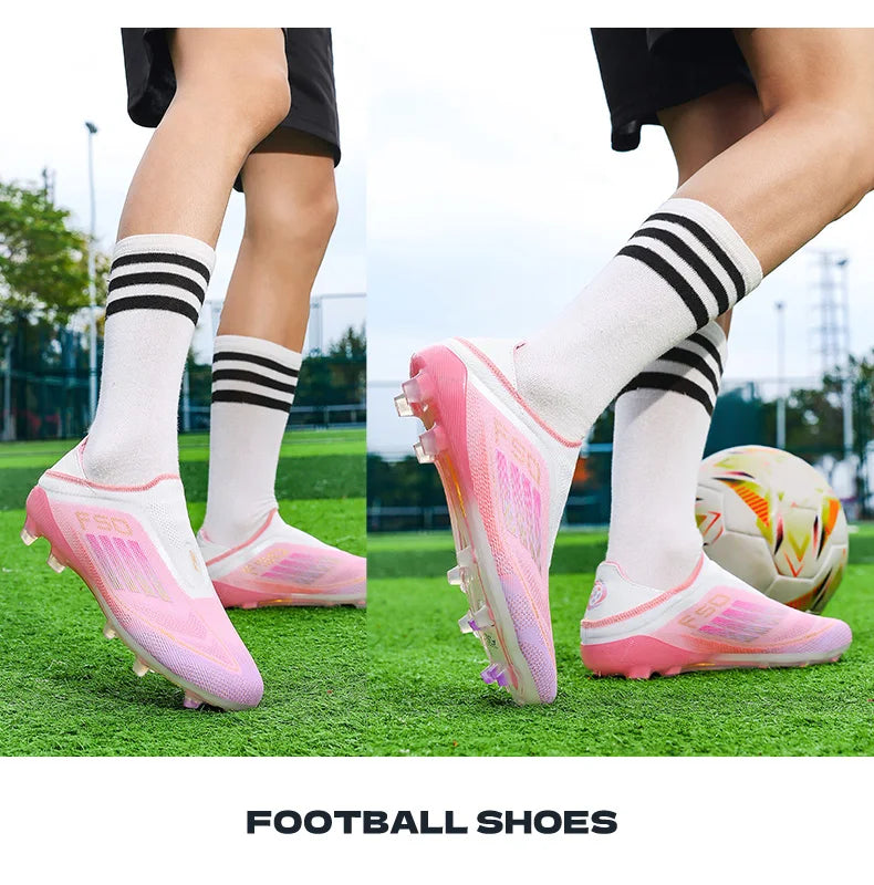 New Men Football Boots Long Spikes Ultralight Match Breathable Indoor Sneakers Soccer Shoes Cleats TF Training Drop Shipping