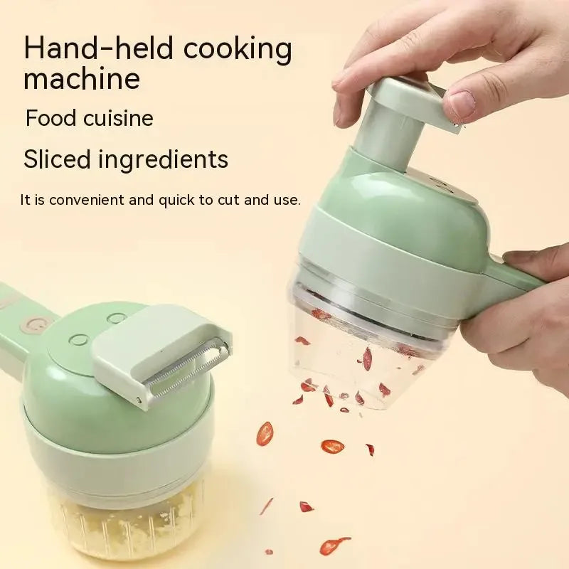 4-in-1 Handheld Fully Automatic Electric Vegetable Slicer, Peeler, Portable Multi-functional Kitchen Tool Blender, Wall Breaker