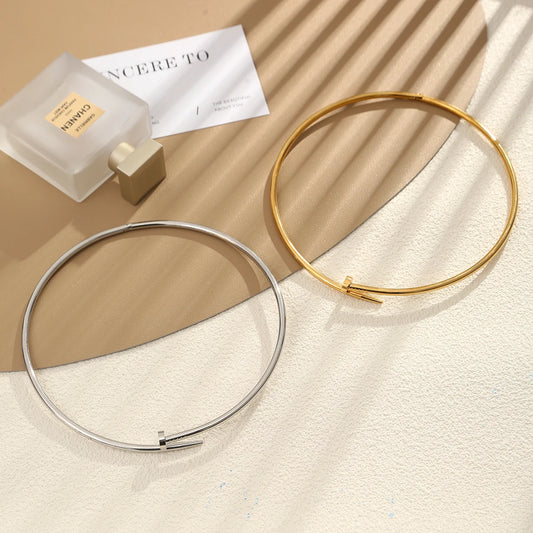 Necklace Cuff For Women, Open Collar Choker Torques Necklace Women Adjustable ,Simple Stainless Steel Jewelry Decoration Gifts
