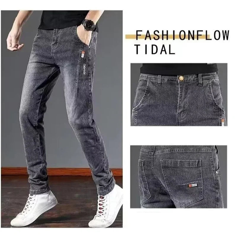 Spring Autumn Men Daily Versatile Denim Pants Male Wear-resistant Retro Wash Denim Trousers New High Quality Brand Casual Jeans