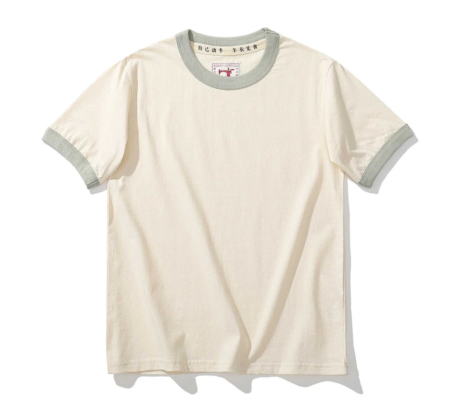 Summer New Couple Beach Tops  Fashion Casual Stitching Color Collar Tee Short Sleeve of Unisex Cotton Comfortable O-Neck T-shirt