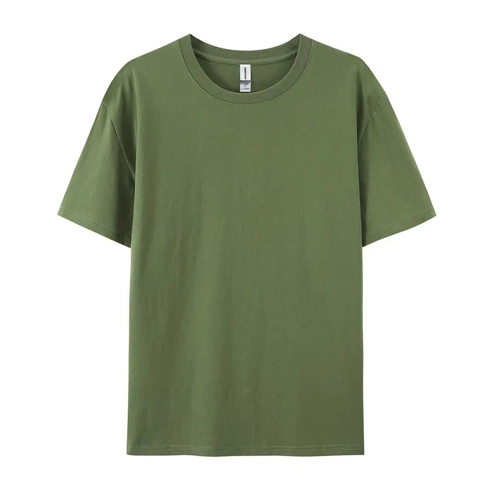 Loose Cotton Solid Tshirts Men Woman Short Sleeve Fashion Brand Trend Couple Clothing Tees Customized Candy Color Summer Tops