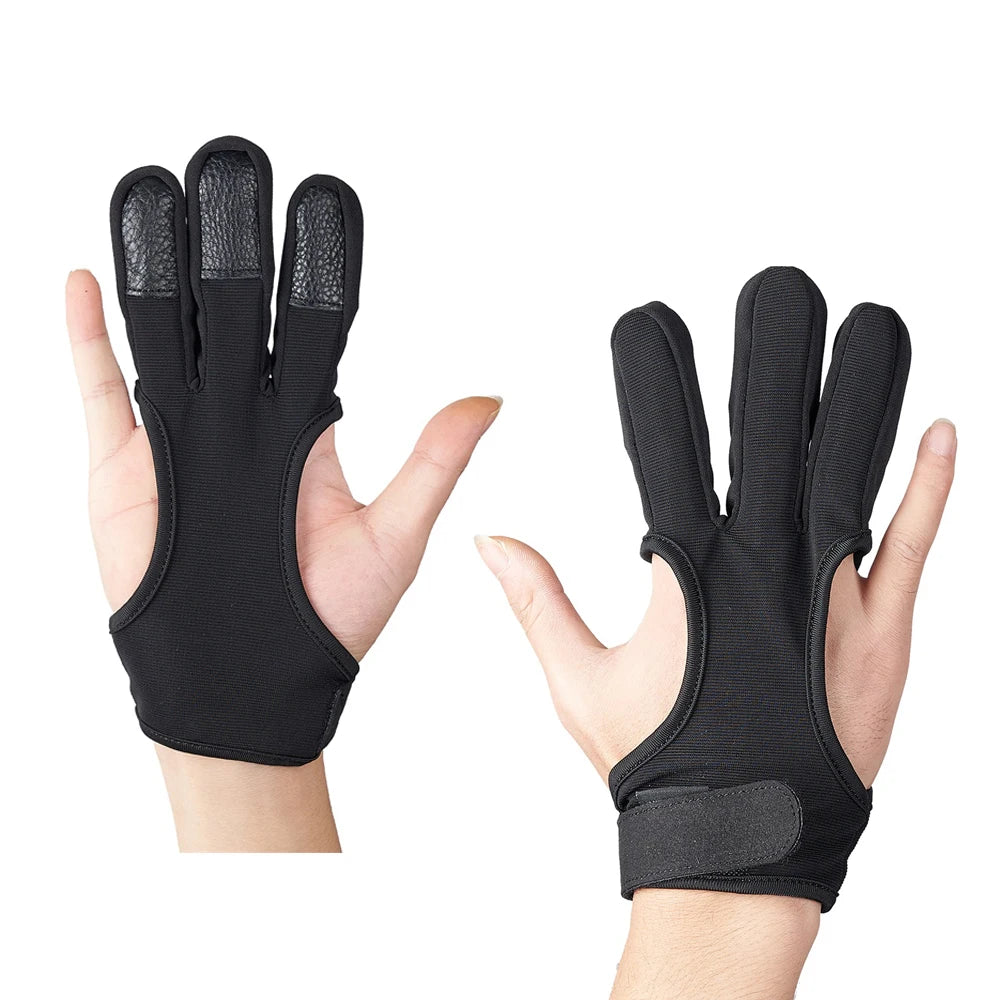 Archery Arm Finger Guard Leather Handguard Protector Adult 3 Finger Glove Left Right Hunting Shooting Safety Anti Slip Protect