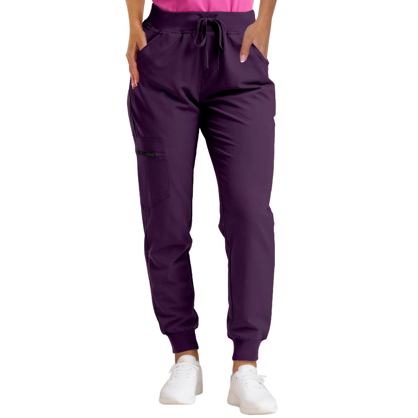 Women's Pants Solid Color Casual Sports Pants With Pockets And Drawstring Jogging Pants, Simple Stylish, Suitable For Outdoor