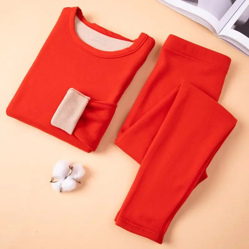 Thermal Underwear Women Suit  Thicken Lamb Fleece High Elastic High Waist Long Johns Bottoming Two Piece Sets Thermos Clothing