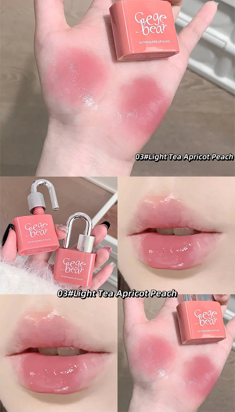 Gege Bear Lockheart Sweet Color Water-Gloss Lip Gloss-Vibrant Colors, Easy to Apply with Non-Long-Lasting Hydration
