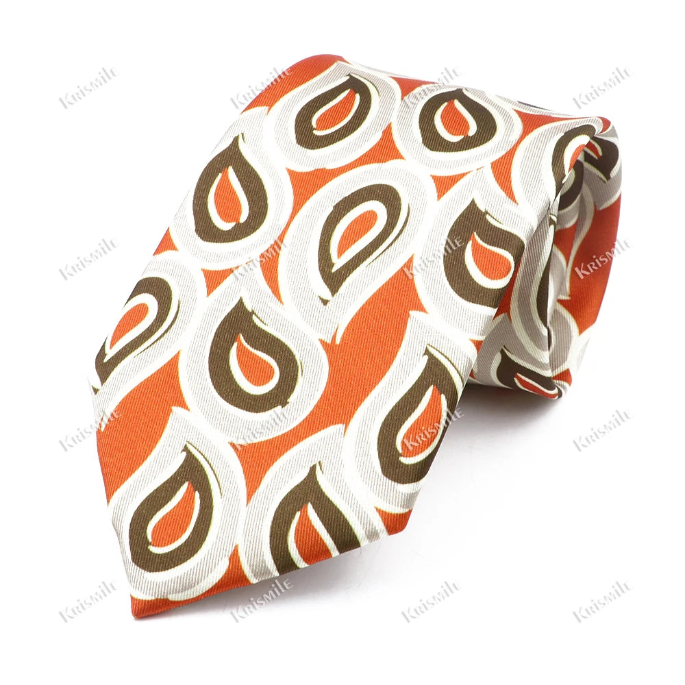 New Design Bohemian Style Necktie For Men Silk Touch Soft Blue Red Yellow Necktie Fit Wedding Party Business Office Accessory