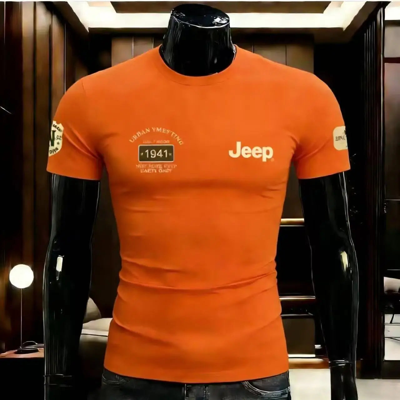 2026 Jeep High-quality Summer Round-neck Pure Cotton T-shirt, Breathable Men's Outdoor Casual Printed All-match Short-sleeved To