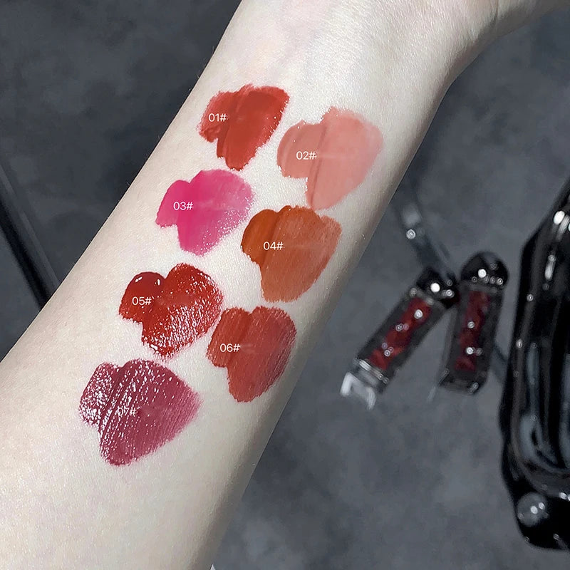 Dark Purple Lip Gloss Water Light Long Lasting Clear Moisturize Mirror Pink Peach Lip Tint Non Stick Cup Liquid Lipstick Makeup