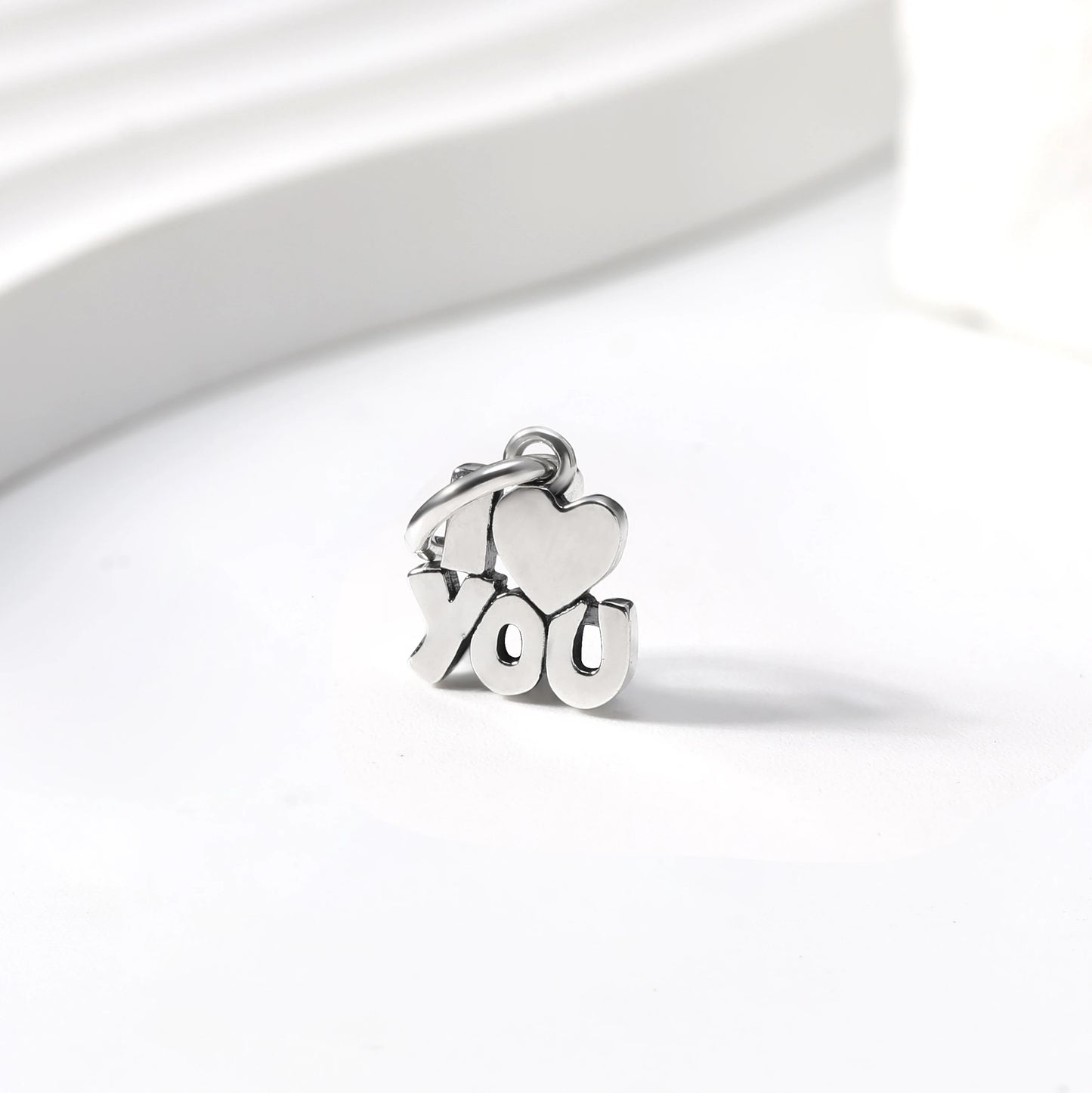 Sterling Silver I Love You Charm Dainty Letter Pendant for Women Bracelet DIY Jewelry