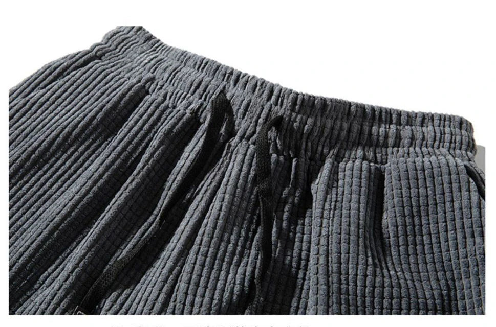 Autumn Winter Warm Motorcycle Jogger Corduroy Pants Men Tech Fleece Sweatpants Casual Harem Pants Male Sport Thermal Trousers