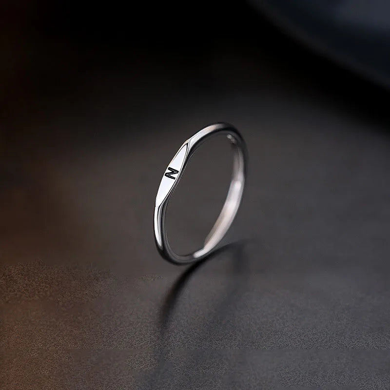 New 925 Sterling Silver Letter Ring Charm Personality Simple Style Woman Ring Birthday Gift for Friends Exquisite Jewelry