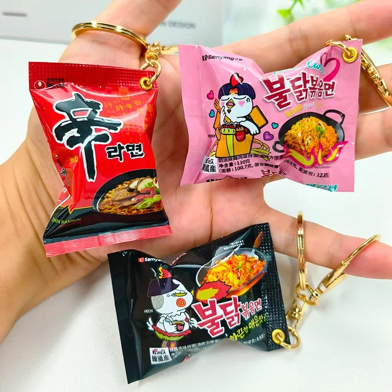 Fun Simulation Instant Noodles Keychain Korean Food Bag Pendant Turkey Noodle Creative Bag Accessories Christmas Gift