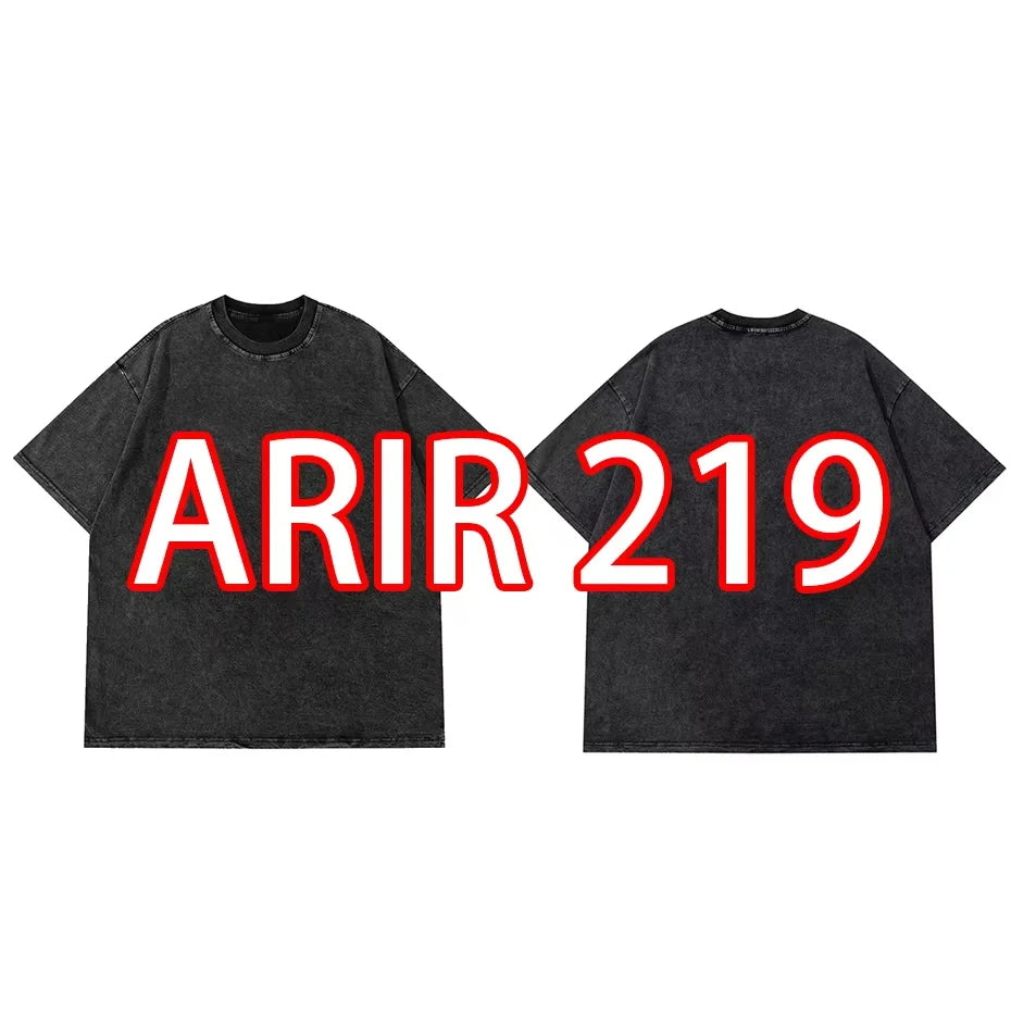 Anime Pain Printed T Shirt Men Retro Washed 100% Cotton Tops Tees Harajuku Tshirt Streetwear Hip Hop Male T-shirts 765