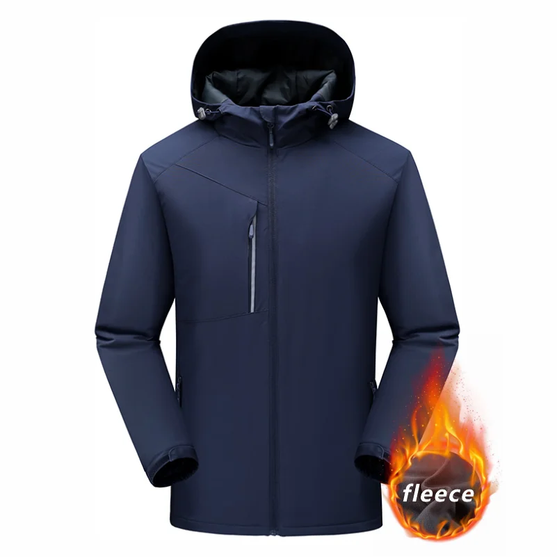 Men's Winter Inner Fleece Waterproof Jacket Custom Printing Embroidery Logo Outdoor Windbreaker Hiking Camping Thermal Coat 4xl