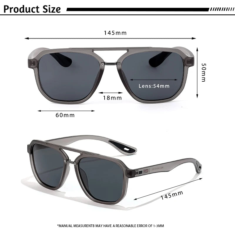 CATERSIDE New Polarized Sunglasses Men's Round Flat Top Double Bridges TR Frame Spring Hinge Women Sun Glasses Sports Driving