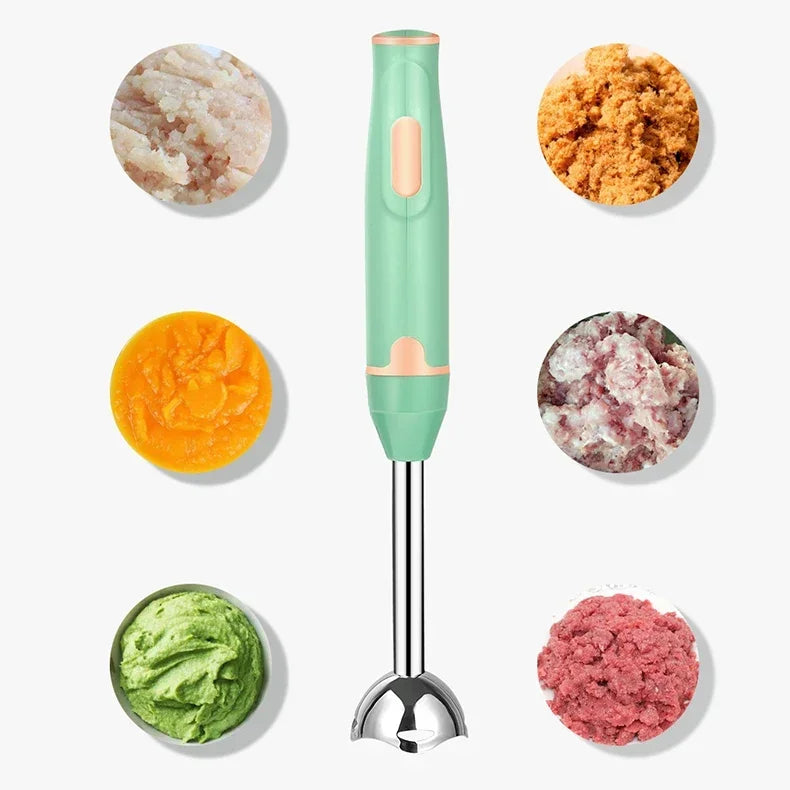 Professional 400W Electric Immersion Hand Blender with Stainless Steel Blade for Smoothies Soups Sauces Baby Food & Meat