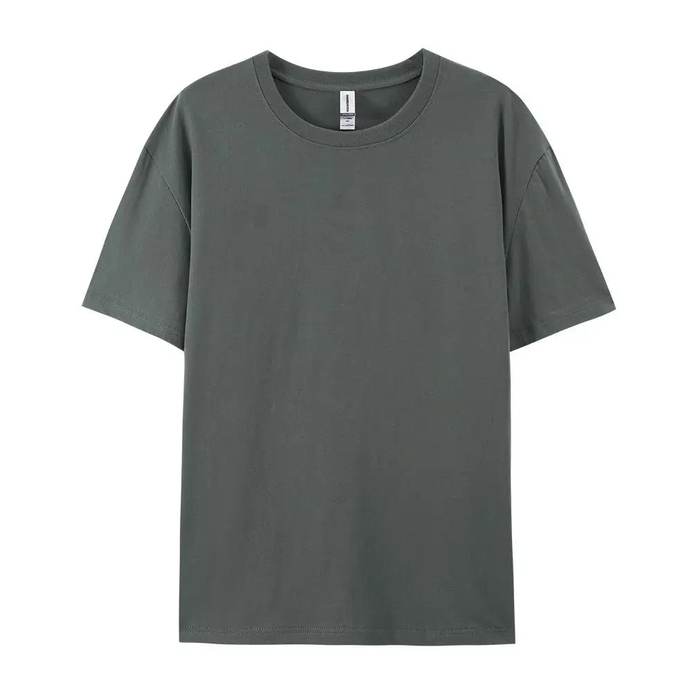 Loose Cotton Solid Tshirts Men Woman Short Sleeve Fashion Brand Trend Couple Clothing Tees Customized Candy Color Summer Tops