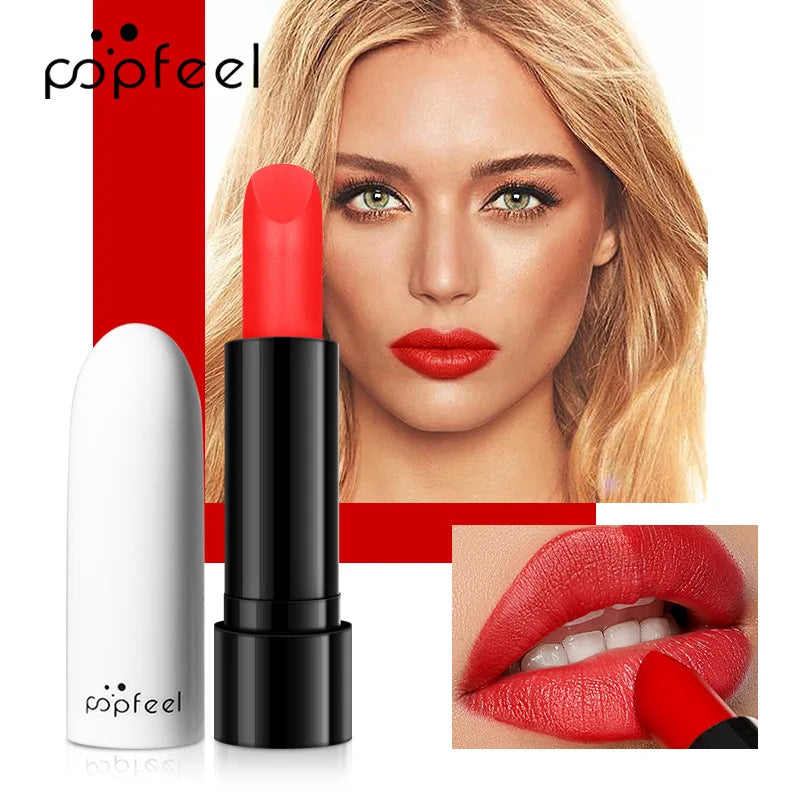 High Quality Popfeel Waterproof Lasting Matte Luxury Velvet Lipstick Make up Smudge-Free Pigmented Lipsticks Lip Gloss Cosmetics