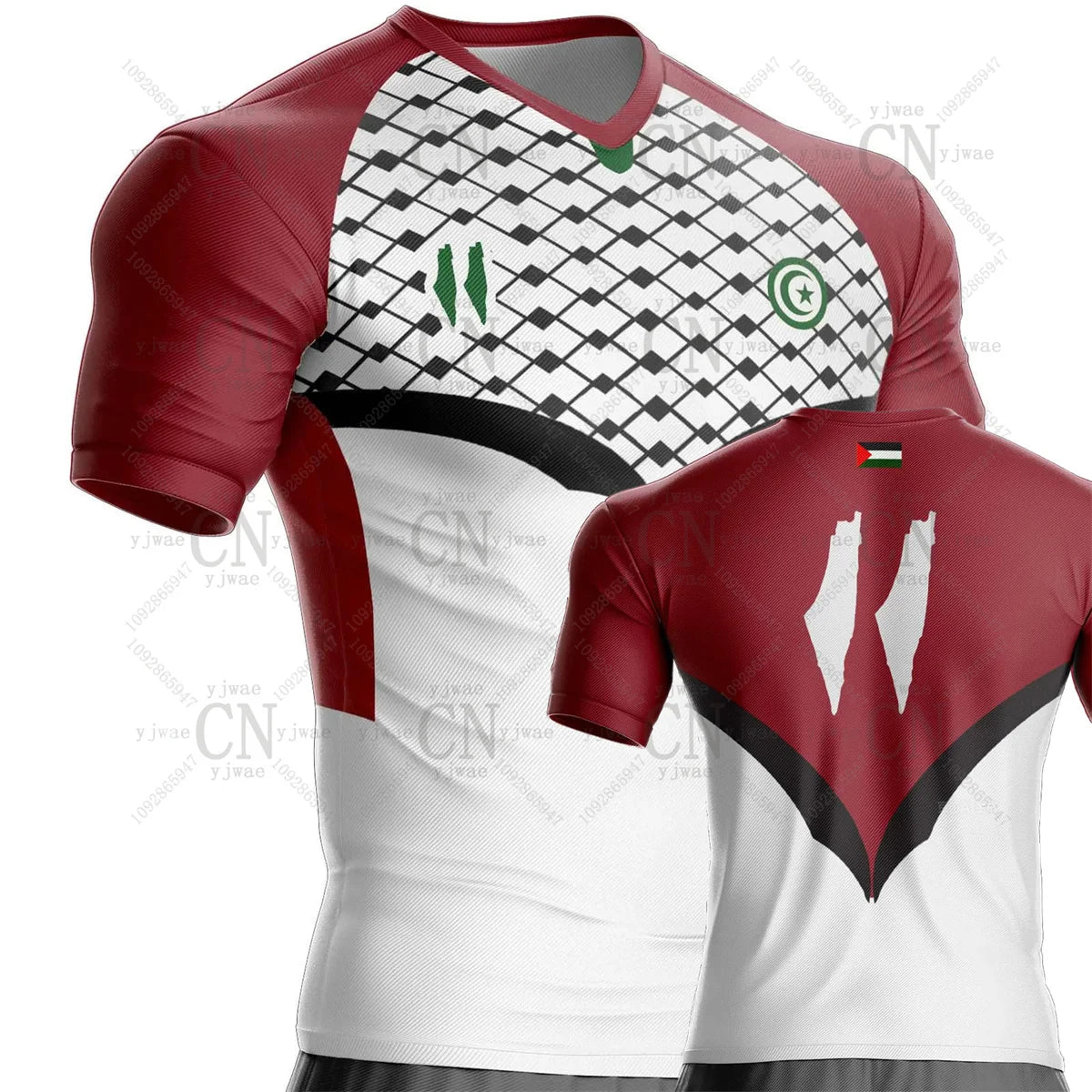 Palestine Football Jersey Flag Graphic Sportswear Short Sleeved Children&Adults Quick Drying Outdoor Fitness Training T-Shirt