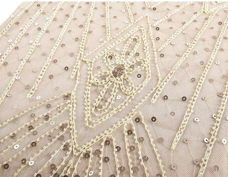 Women's Fashion 1920s Flapper Dress Vintage Great Gatsby Long Evening Prom Sequin Party Dress Women Mesh Costume
