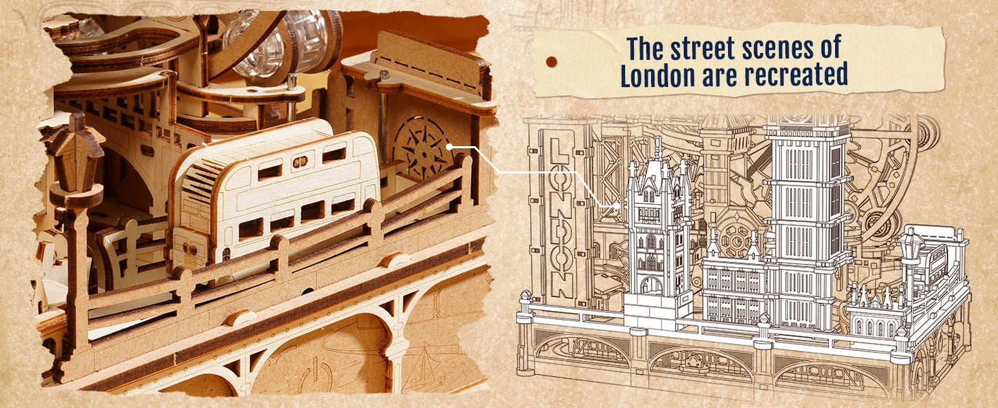 Rokr Marble Travel London Marble Run 3D Wooden Puzzle Interactive Gift for Kid Adult Challenging Craft for Handicraft Enthusiast