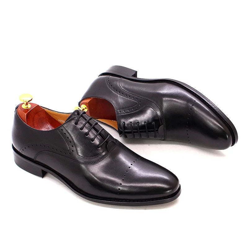 Genuine Leather Mens Dress Shoes Black Formal Social Shoe Male Business Wedding Derby for Man Luxury Italian Oxford Loafers 2025