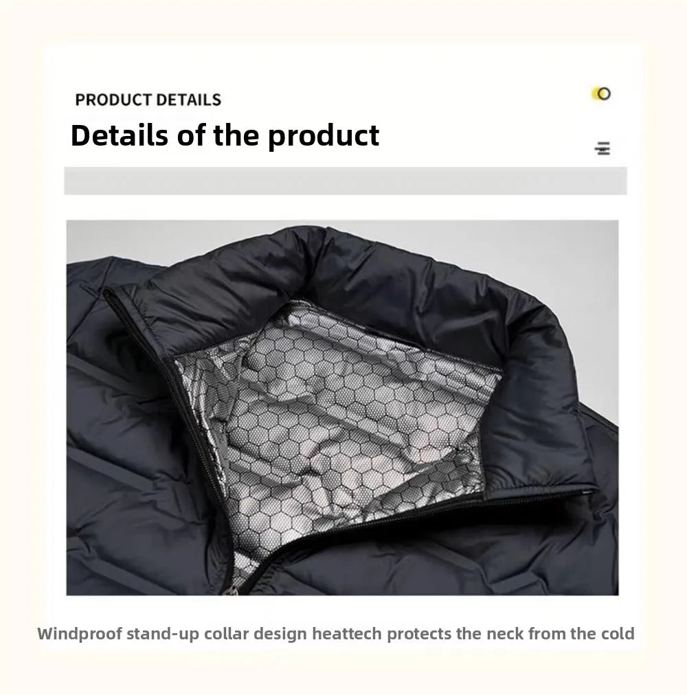 Men's Lightweight Padded Jacket Graphene White Duck down Thickened Warm Cold Resistant Casual Outerwear Outdoor Sports Coat