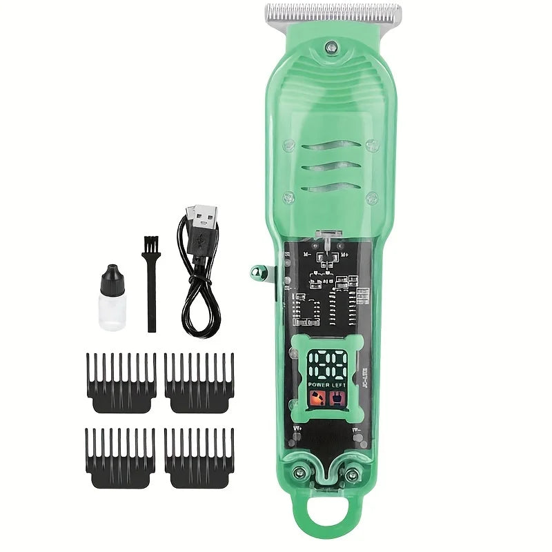 Transparent Body Electric Hair Clipper Professional Trimmer USB Rechargeable Hair Cutting Machine For Men Holiday Gift For Him