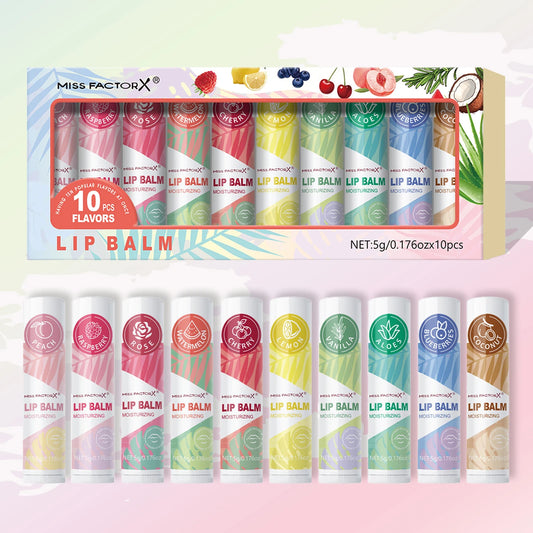 Lipstick set 10pcs, naturally finished, moisturizing lip care, lasting luster, suitable for all skin types, holiday gifts