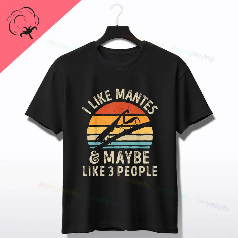 Praying Mantis Insects Bug Love Praying Mantis- Retro T-Shirt 100% Cotton Short Sleeve O-neck Tee Humor Style Design Casual Wear