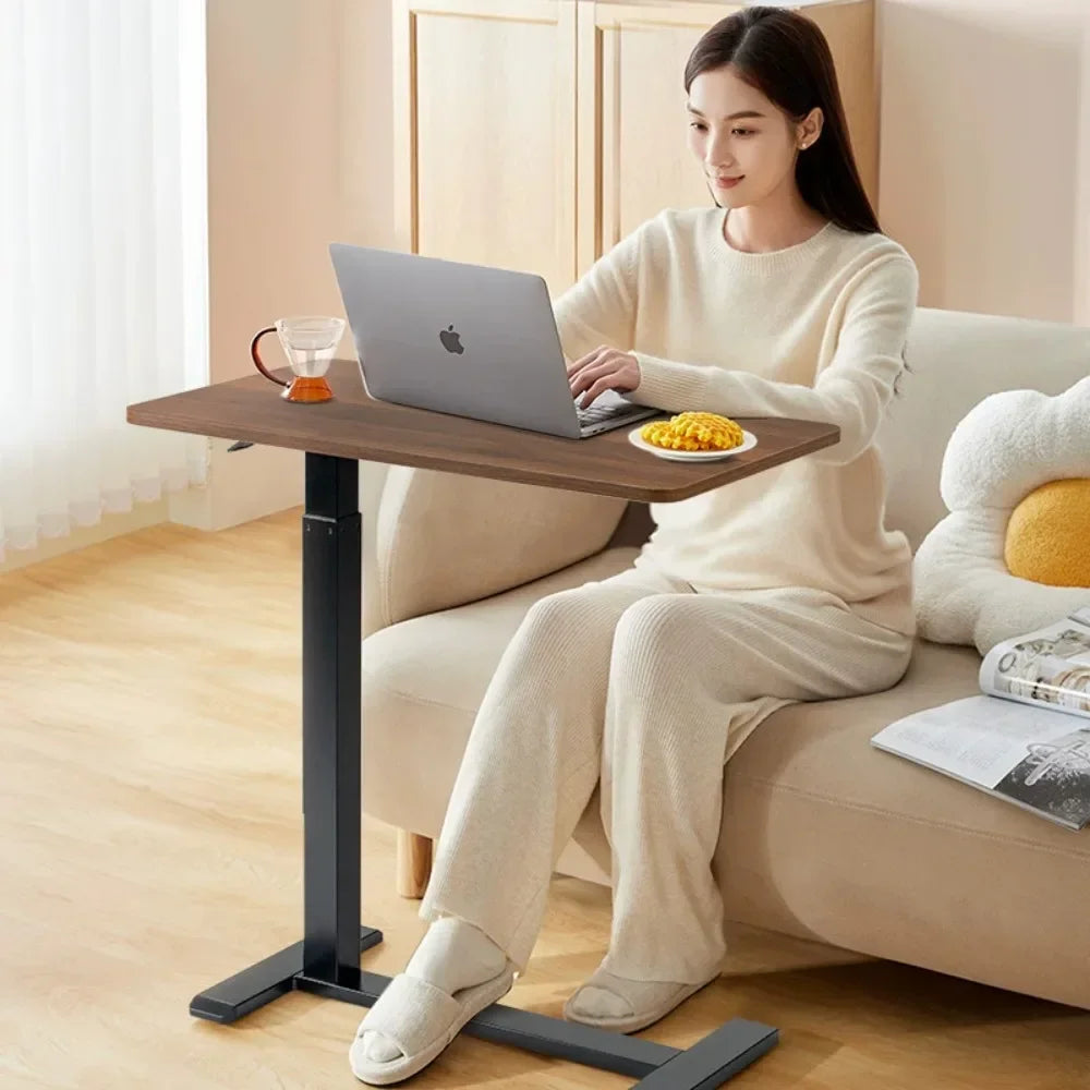 Stainless Steel Small Edge Table Bedside Table Household Mobile Desk Bedroom with Wheels Easy Lifting Learning Desk Workbench