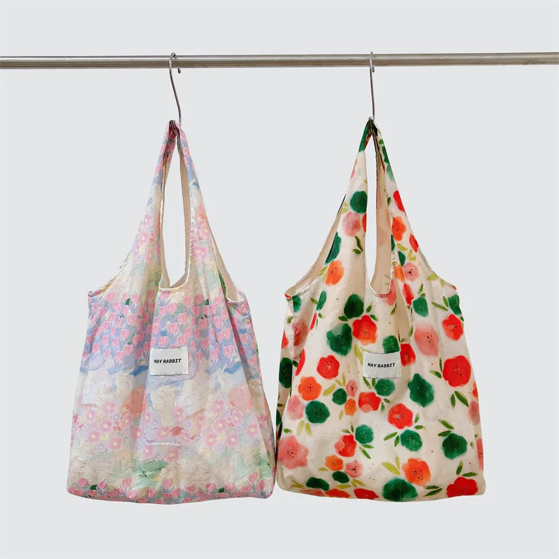 Women's Bag  Cotton Vest Fresh And Artistic Single-shoulder Bag Canvas Large-capacity Daily Handbag Pink Color Simple Fashion