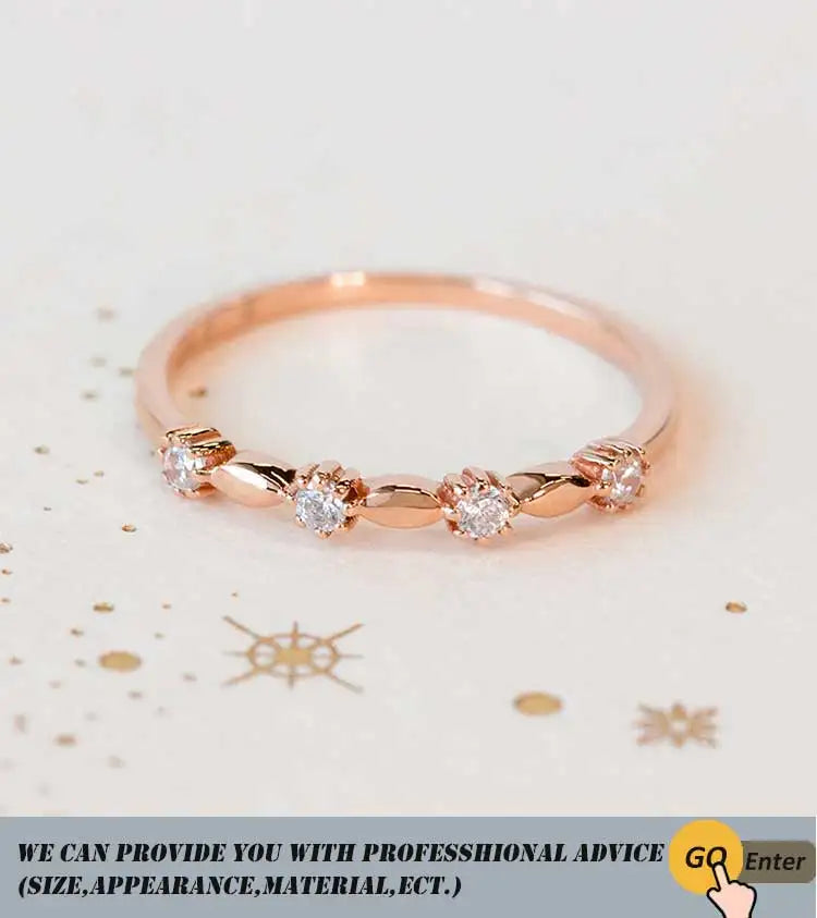Eternity Ring Sterling Silver With Rose Gold Plate Women'S Diamond Wedding Band Girls Dating Luxury Quality Jewelry Accessories