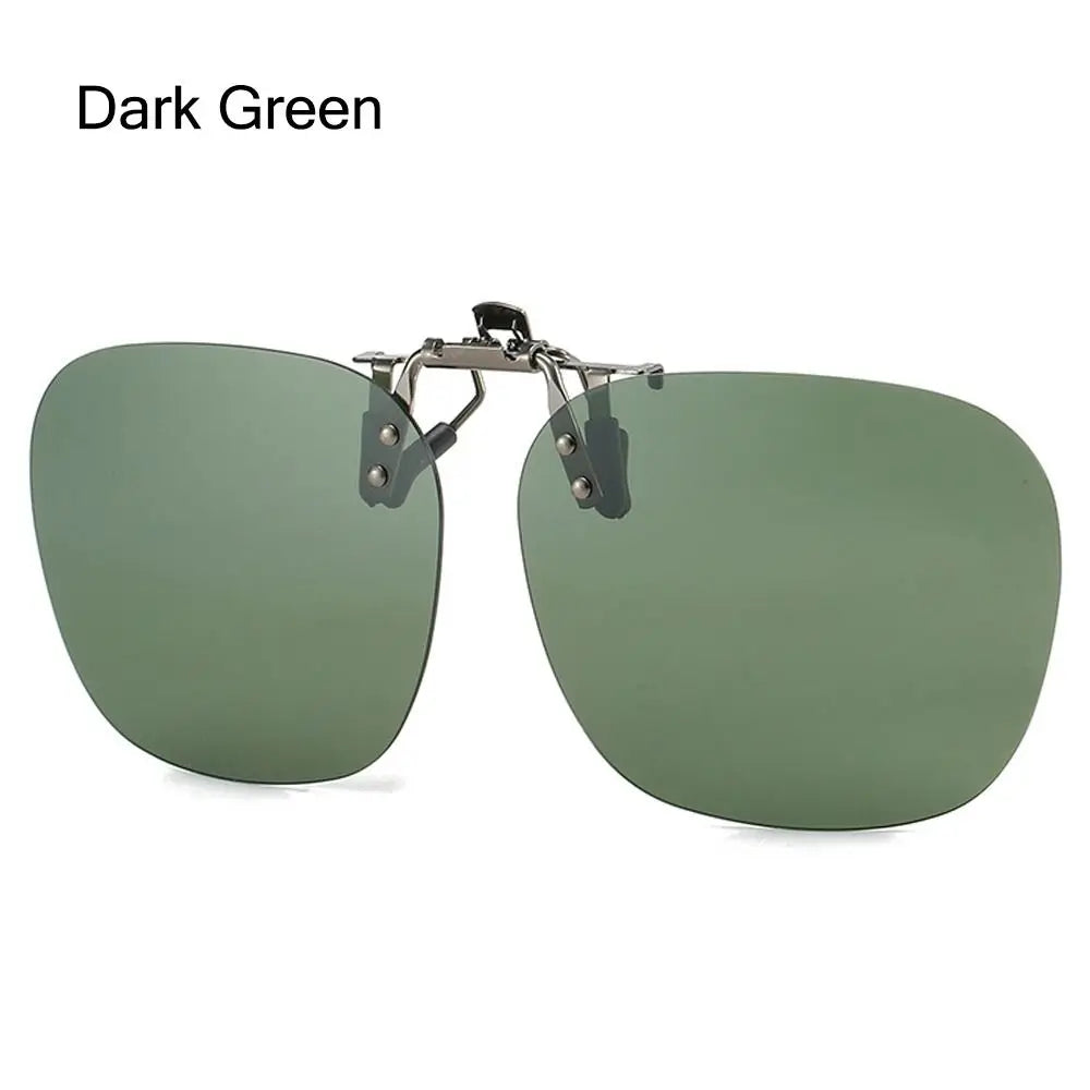 Polarized Clip On Sunglasses Men Car Driver Goggles Women Square Flip Up Sun Glasses for Prescription Rimless Polygonal Shades