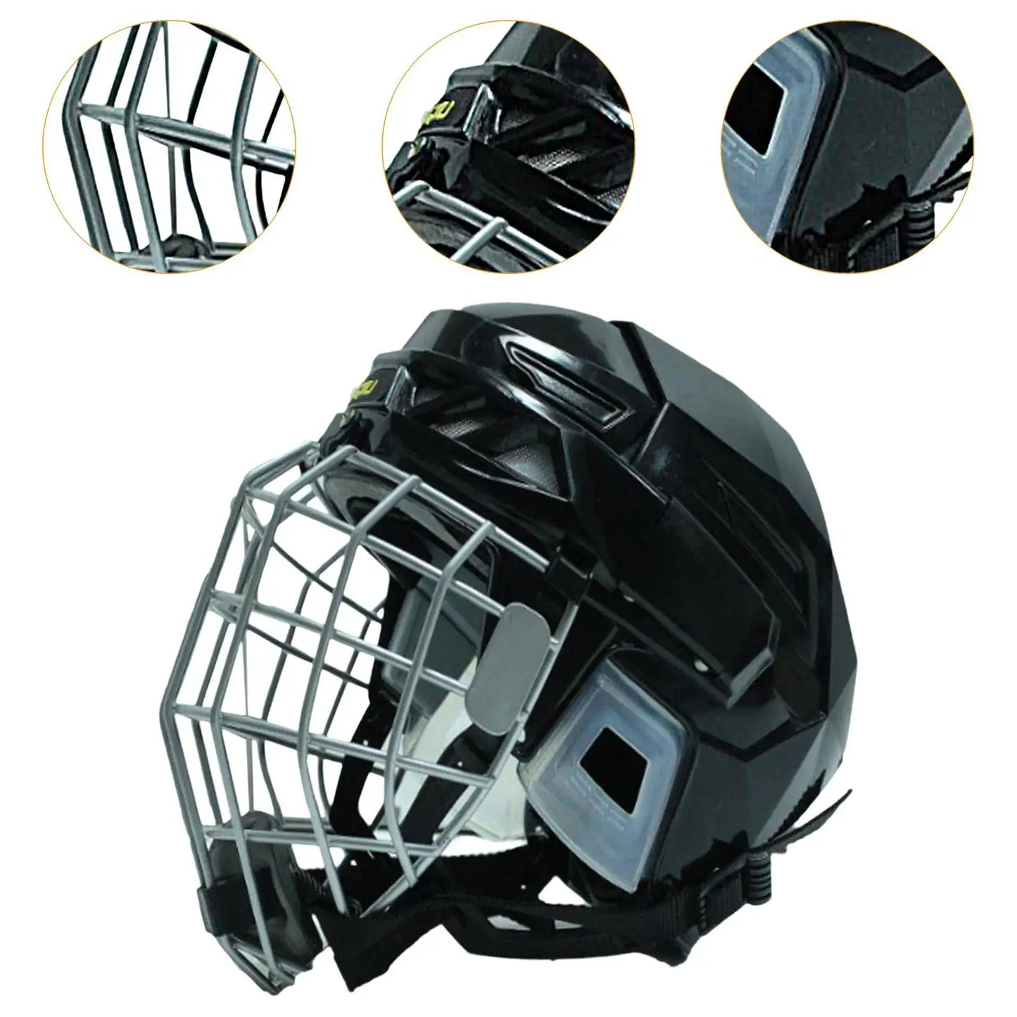 Hockey Helmet Ice Skate Helmet Ice Hockey Helmet Black Adjustable Hockey Gear Roller Skating Helmet for Dryland Hockey Match
