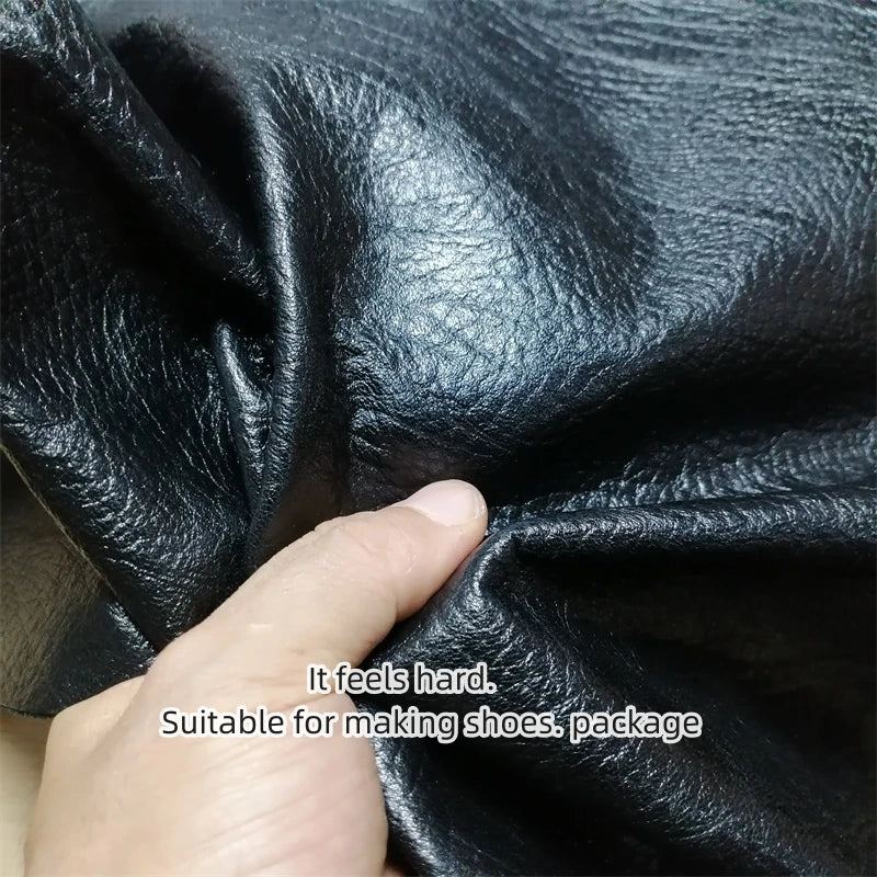 0.7/0.9mm Black Vegetable-Tanned Sheepskin. Top-Grain Leather. Genuine Leather Fabric. DIY Hand For Shoes.Bag. A Whole Sheepskin